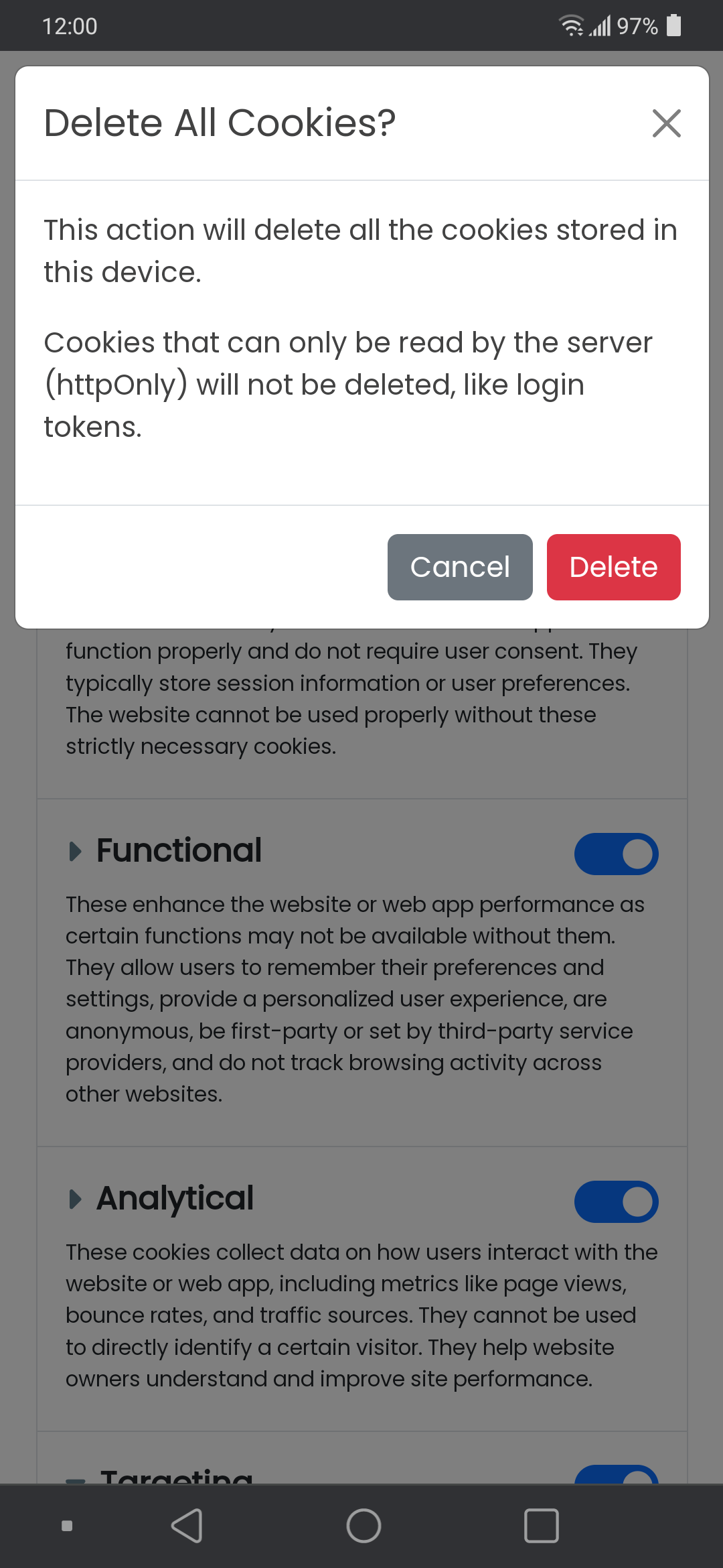 Cookie Customization: Delete All Cookies